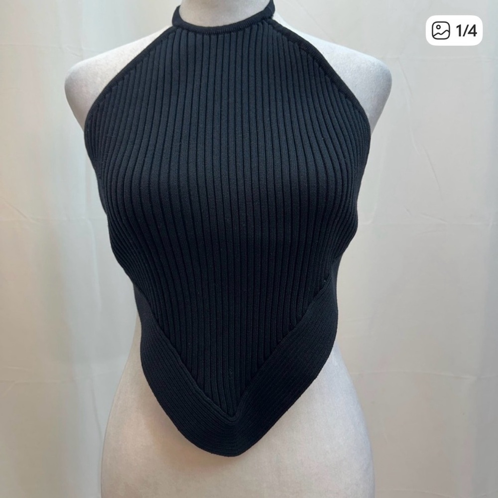 South Moon Under ASTR Black Ribbed Halter top